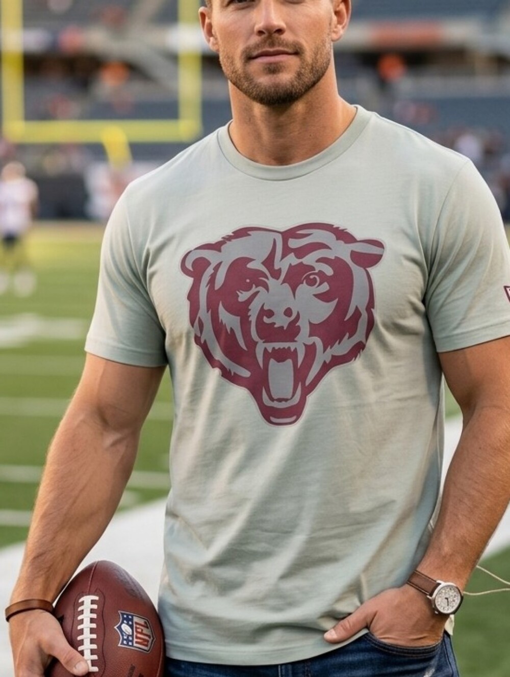 Chicago Bears Football New Era 1920 Graphic T-Shirt Olive Green - Size M